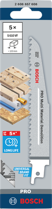 Hojas de Bosch PRO Multi Material Demolition S610VF 150 mm 5 uds.